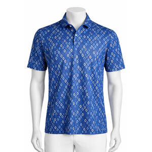 TailorByrd Mens XL Blue Geometric Polo Shirt Performance Stretch SPF 30 Golf